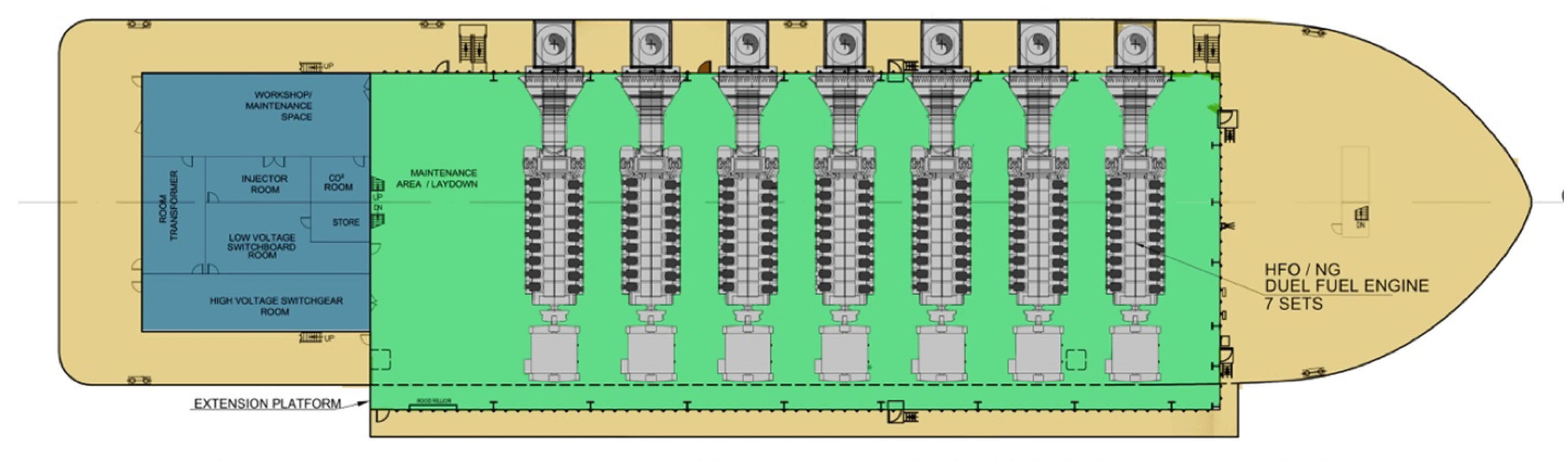 Power Barge: 120 MW Engine Configuration Layout